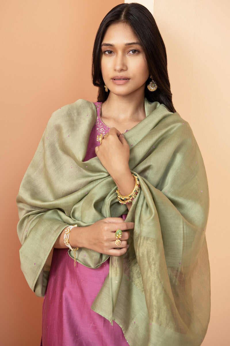 Shirin Mehreen Green Chanderi Dupatta