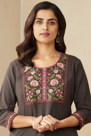 Roza Zoya Brown Kurta