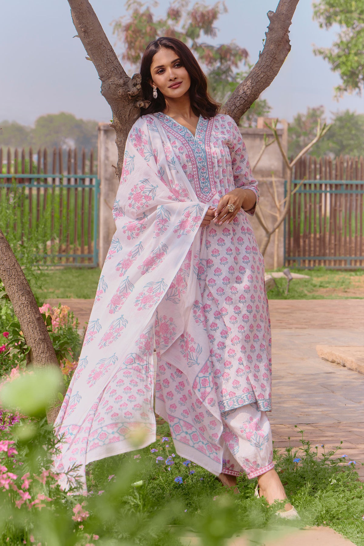 Gulbahar Faizah Sanganeri Kurta