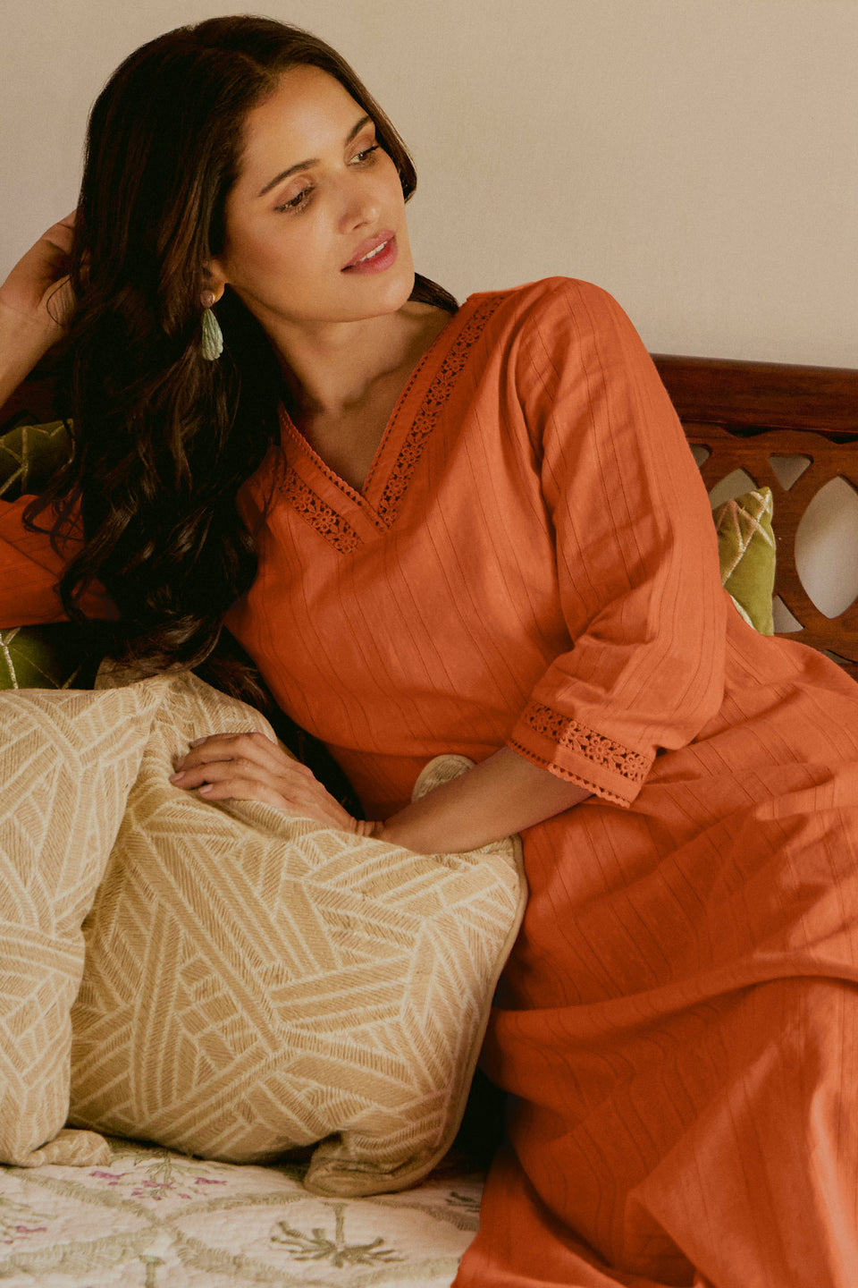 Roza Farhat Rust Orange Kurta