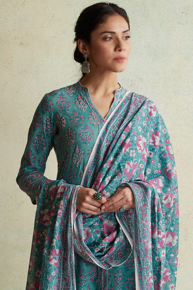 Anahita Farzin Block Printed Mul Dupatta