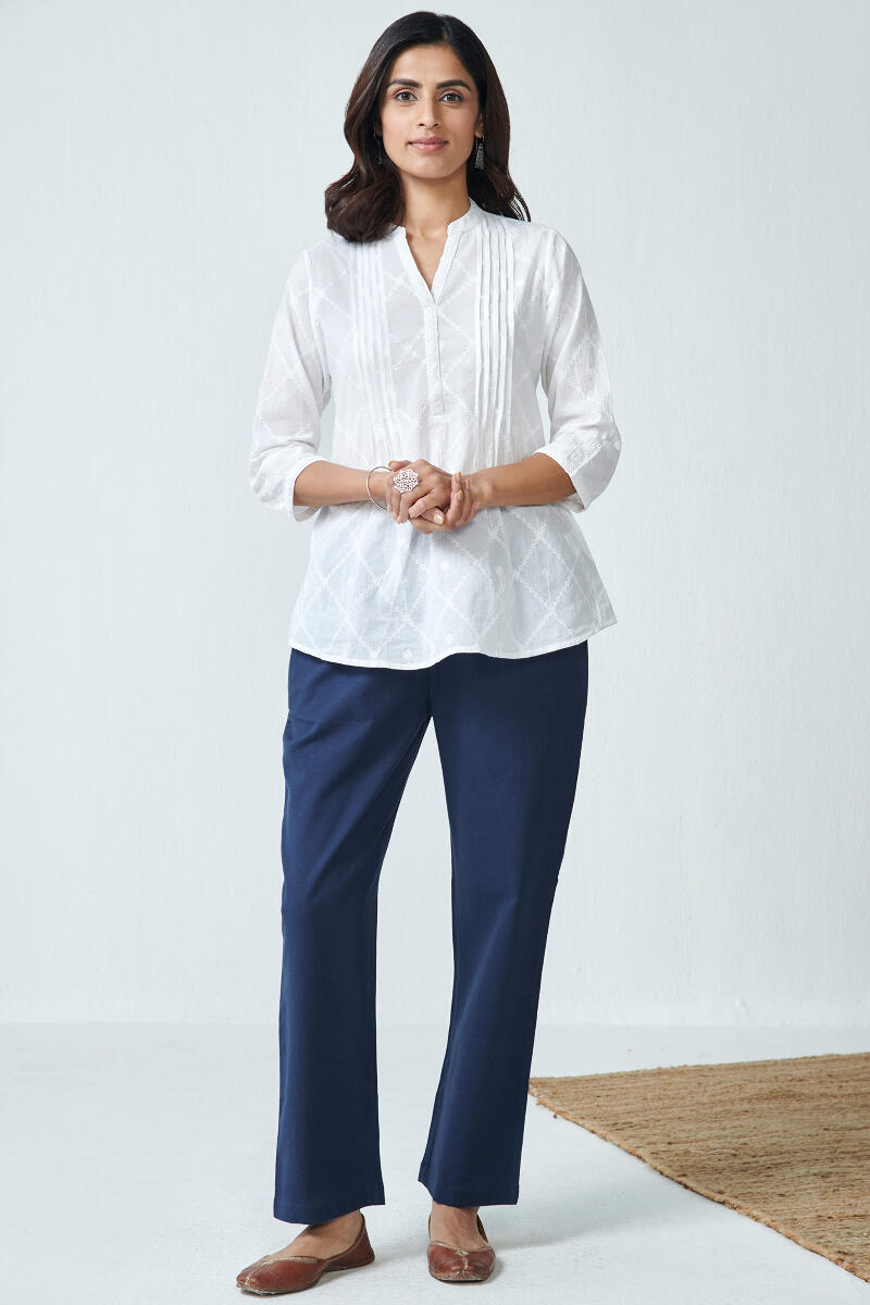 Roza Blue Flex Cotton Pants