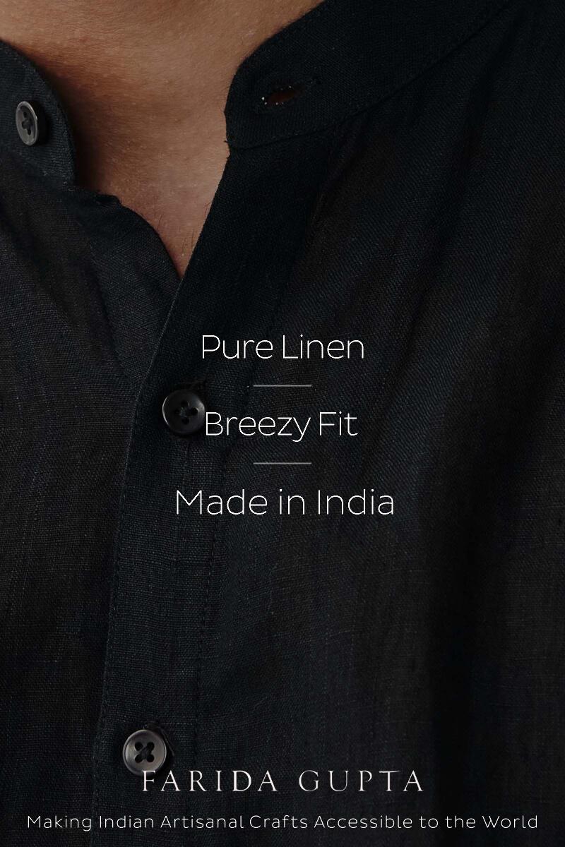 Zaid Black Linen Shirt