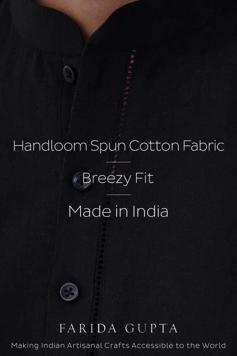 Zaid Black Handloom Kurta