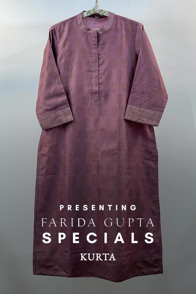Pink Block Printed Handcrafted Straight Cotton Kurta
