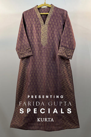 FG Specials: 1 Of 1- Purple Hand Block-Printed Chanderi Kurta