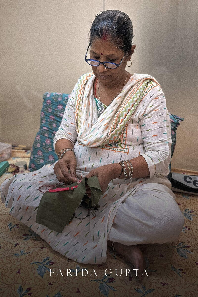 Kashida Kiara Olive Green Kurta