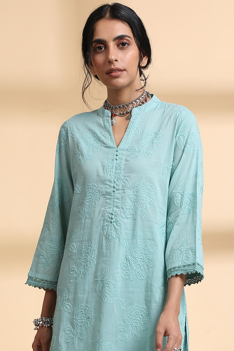 Falak Sea Green Short Kurta