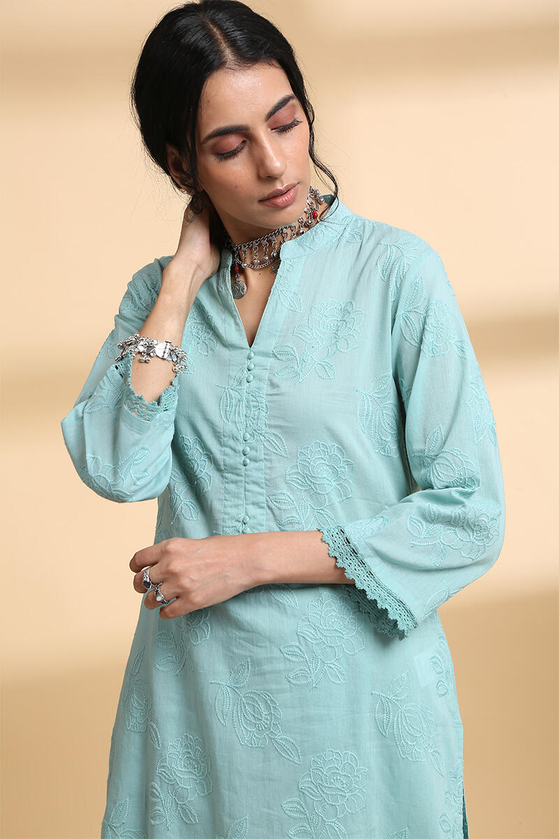 Falak Sea Green Short Kurta