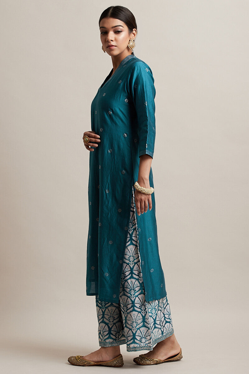 Gul Bano Blue Chanderi Kurta