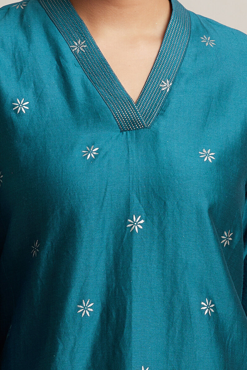Gul Bano Blue Chanderi Kurta