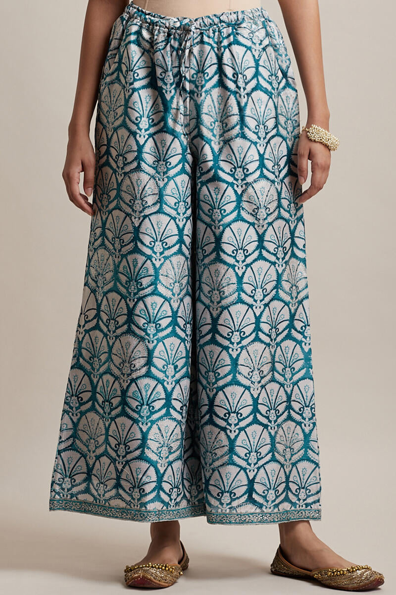Gul Bano Blue Chanderi Palazzo