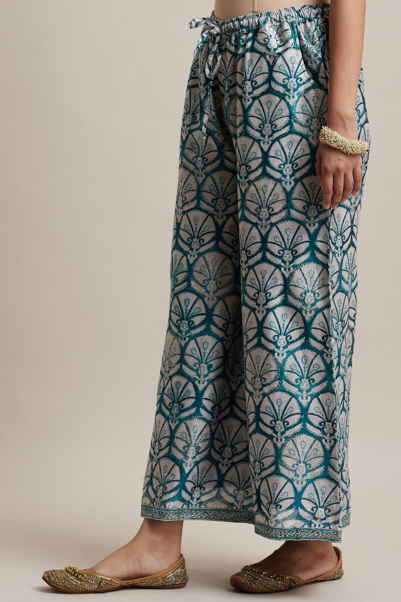 Gul Bano Blue Chanderi Palazzo