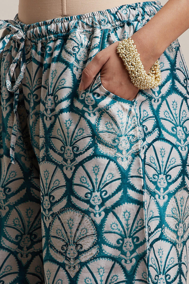 Gul Bano Blue Chanderi Palazzo