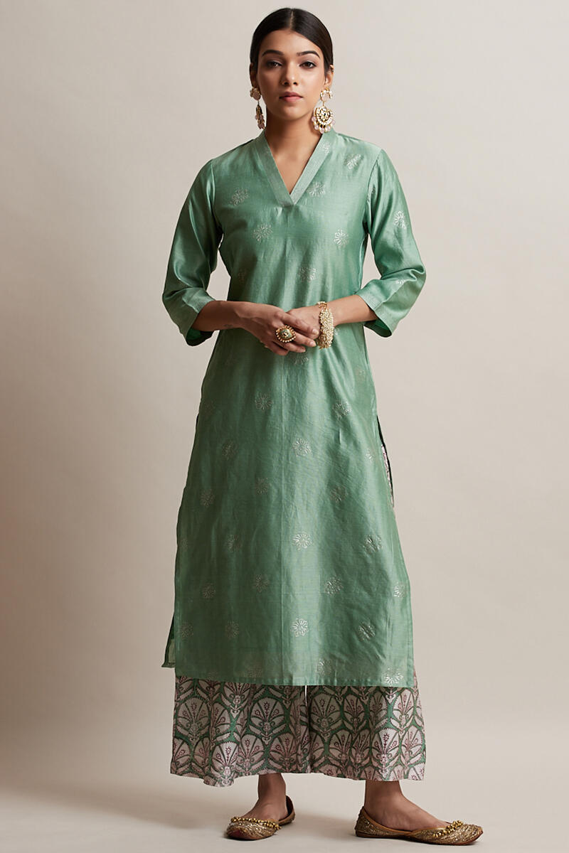 Gul Bano Green Chanderi Kurta