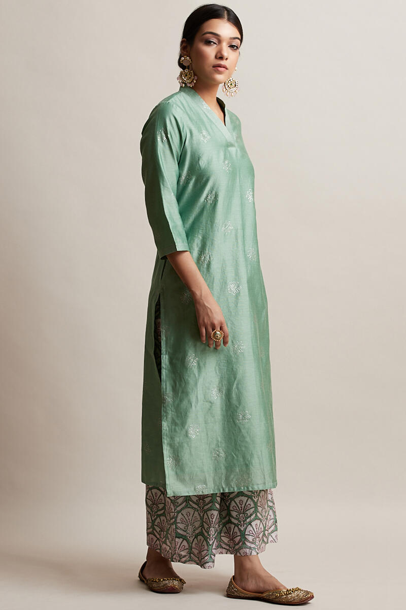 Gul Bano Green Chanderi Kurta