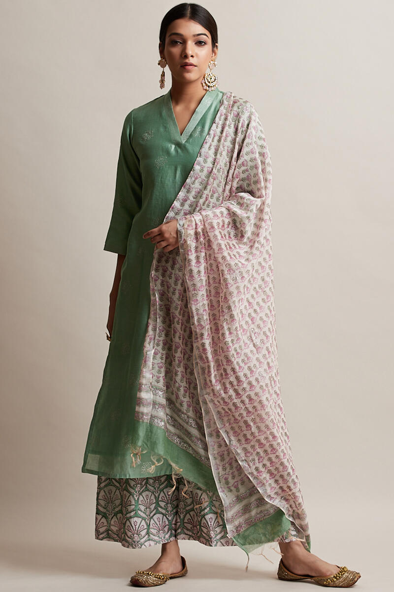 Gul Bano Green Chanderi Kurta