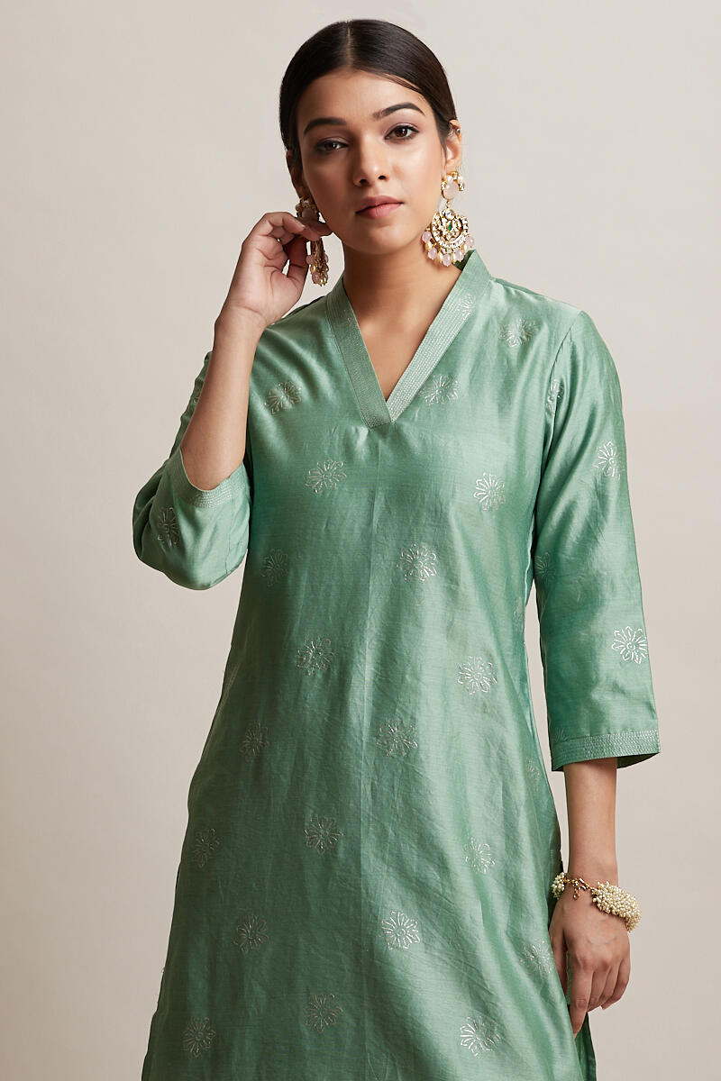 Gul Bano Green Chanderi Kurta