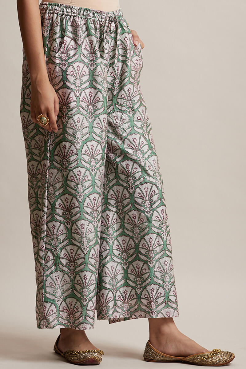 Gul Bano Green Chanderi Palazzo