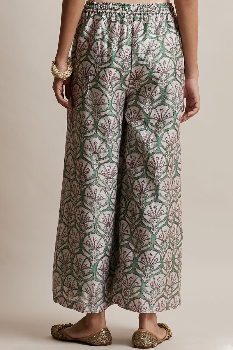 Gul Bano Green Chanderi Palazzo