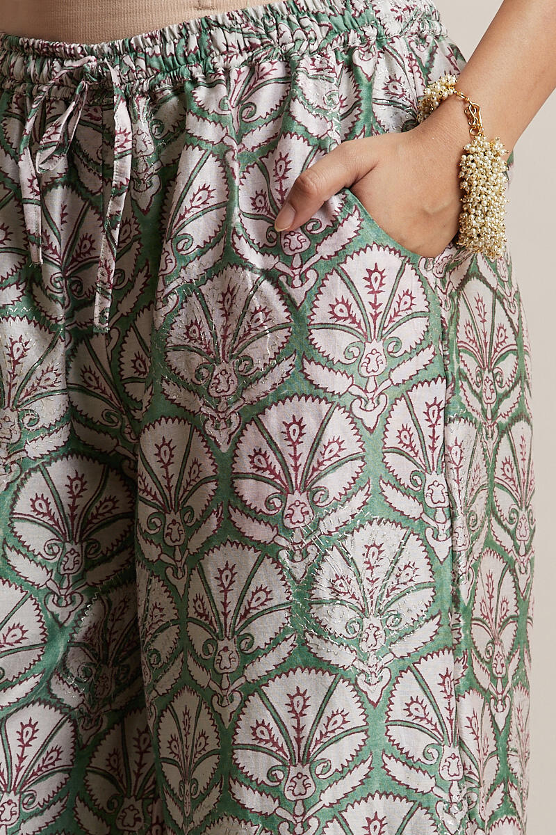Gul Bano Green Chanderi Palazzo