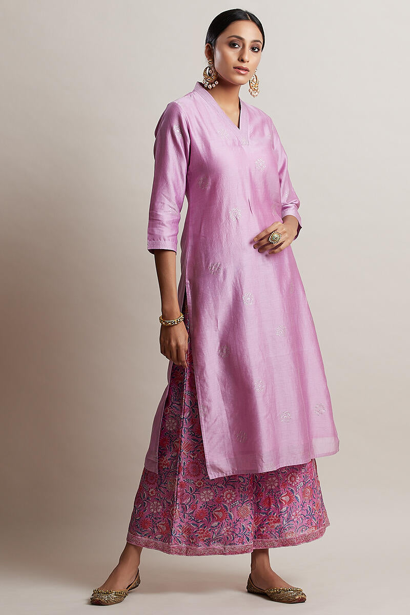 Gul Bano Lavender Chanderi Kurta