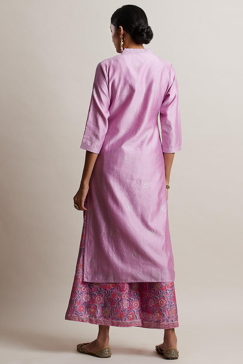Gul Bano Lavender Chanderi Kurta