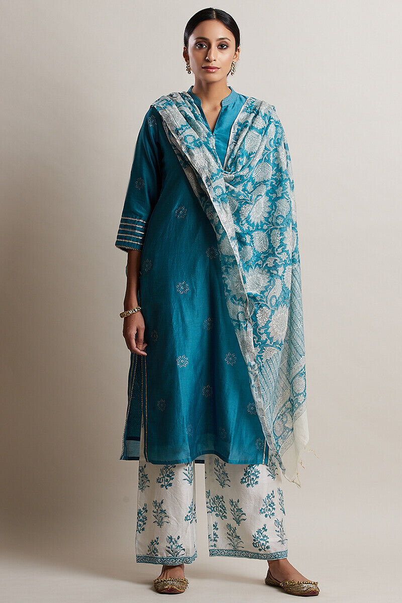 Gul Bano Sky Blue Chanderi Kurta
