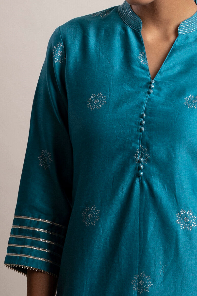 Gul Bano Sky Blue Chanderi Kurta