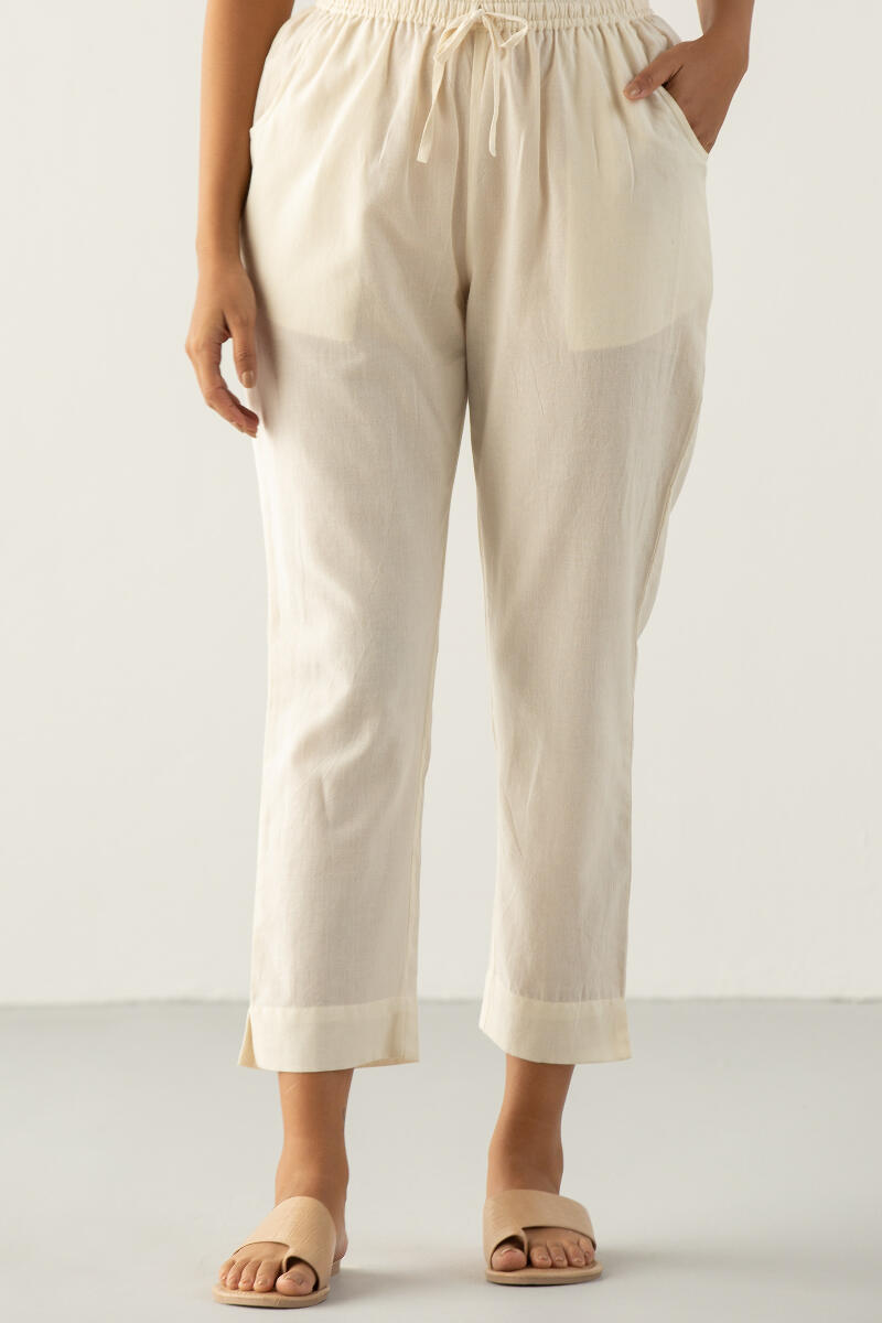 Kashida White Narrow Pants