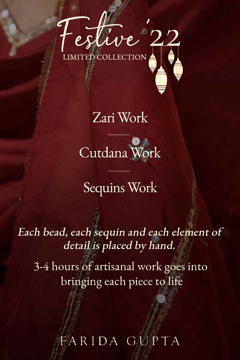 Shirin Chaand Red Cotton Silk Dupatta