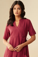 Roza Inara Maroon Dress