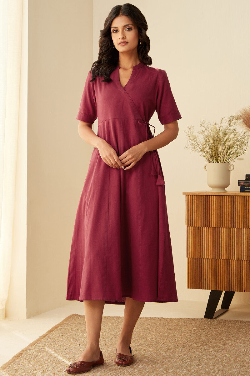 Roza Inara Maroon Dress