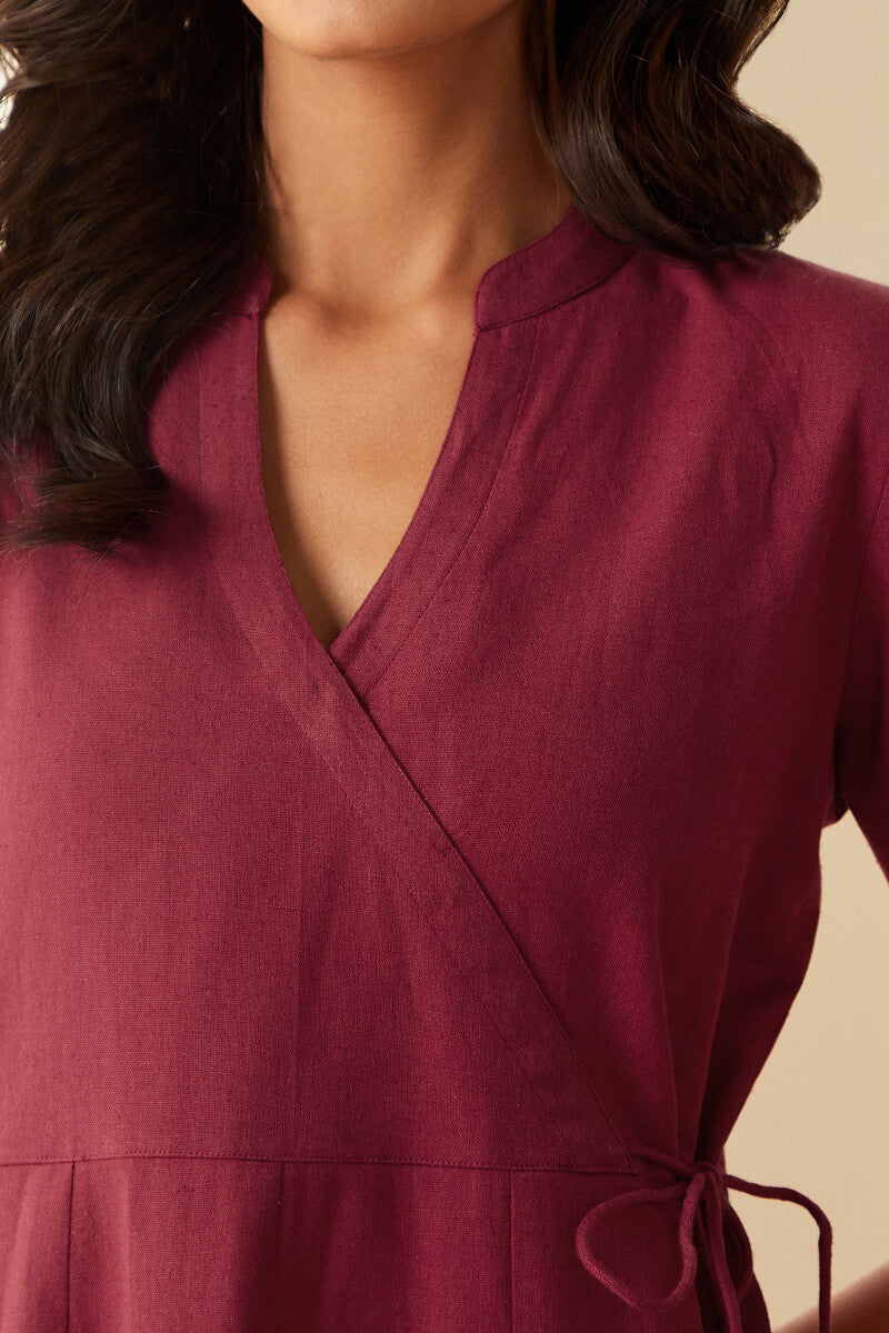 Roza Inara Maroon Dress