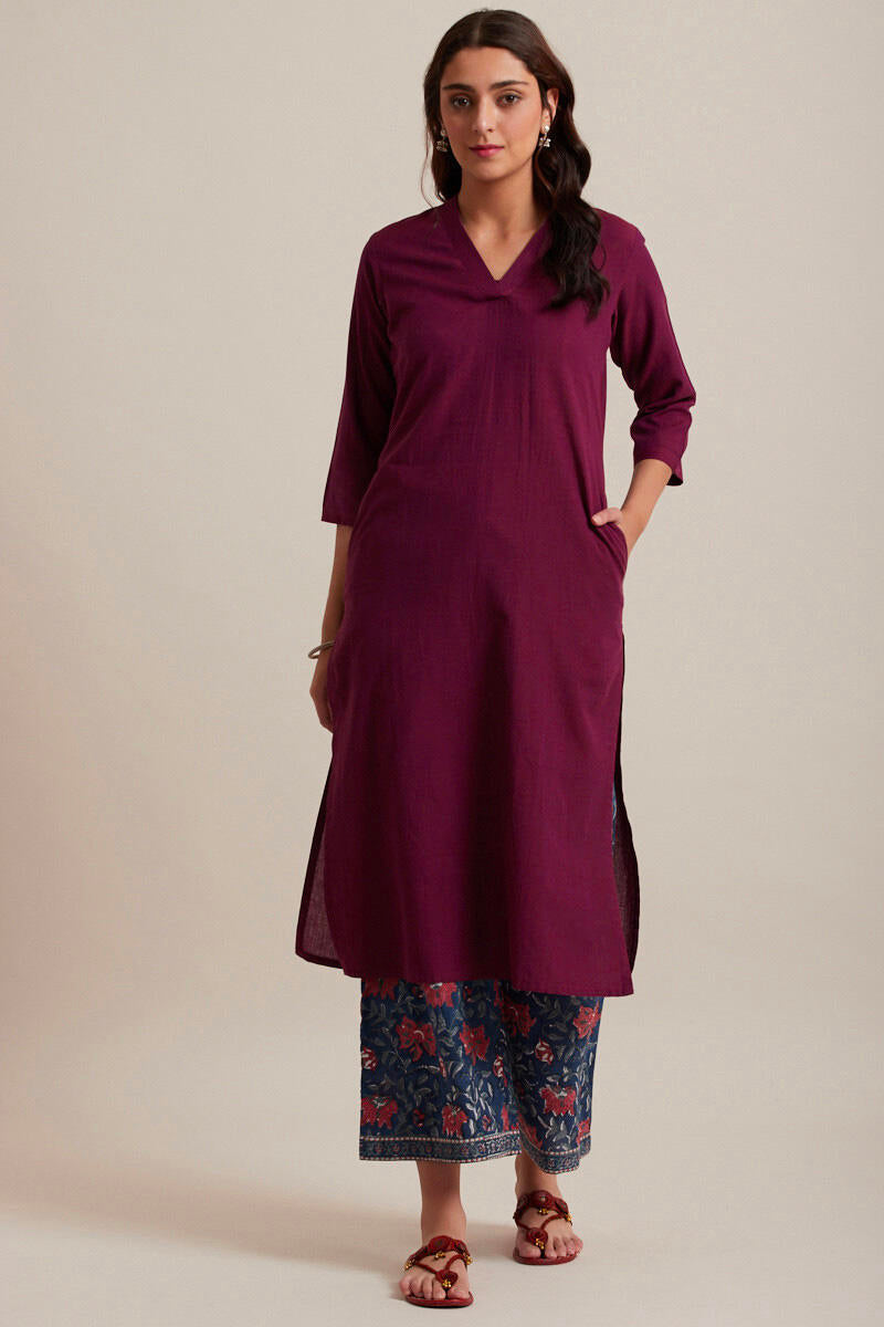 Roza Zoya Wine Kurta