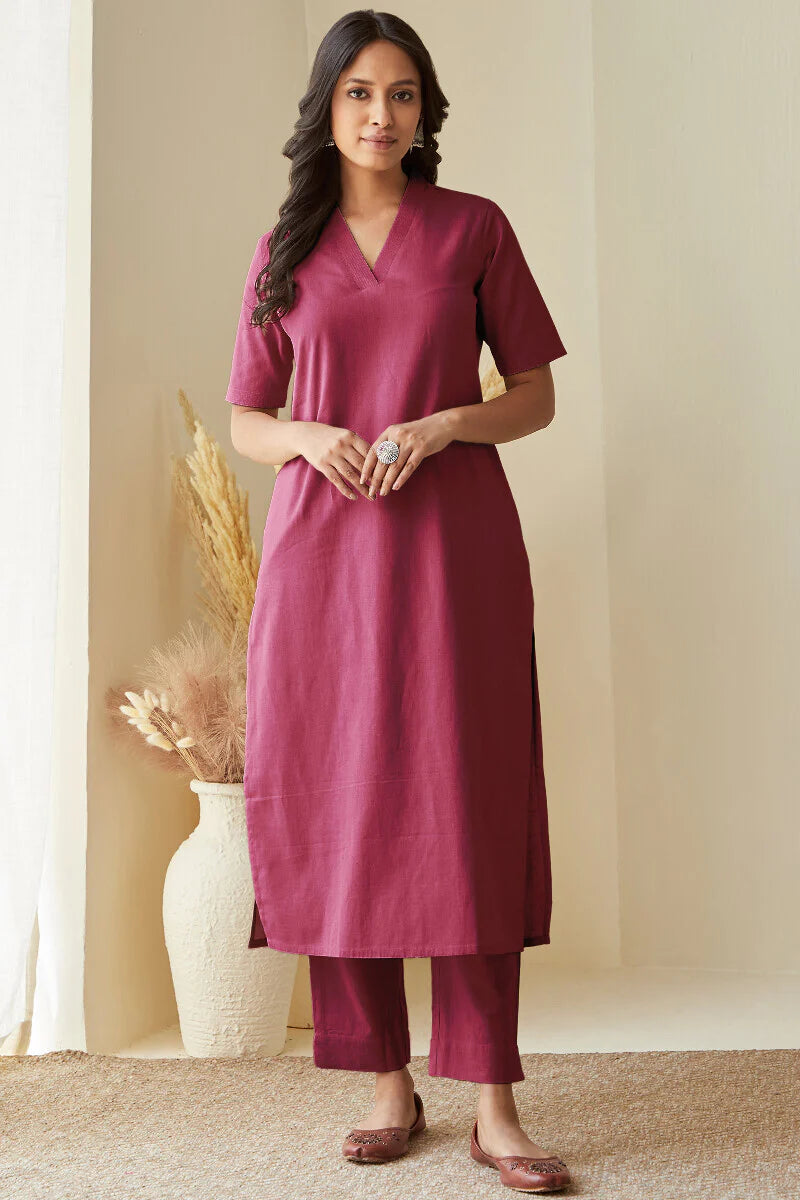 Roza Seher Carmine Pink Kurta