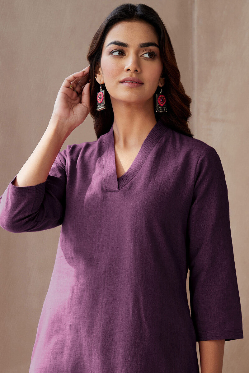 Surplus: Roza Seher Wine Kurta