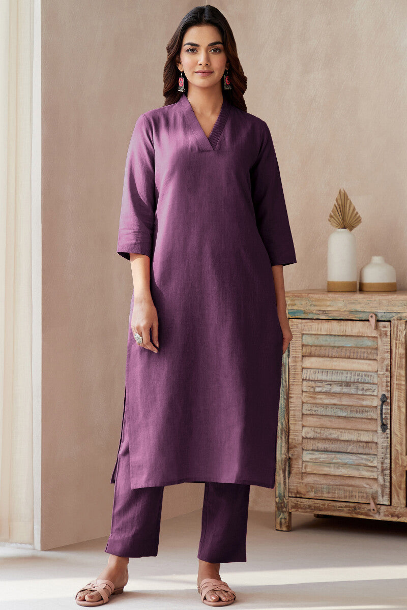 Surplus: Roza Seher Wine Kurta