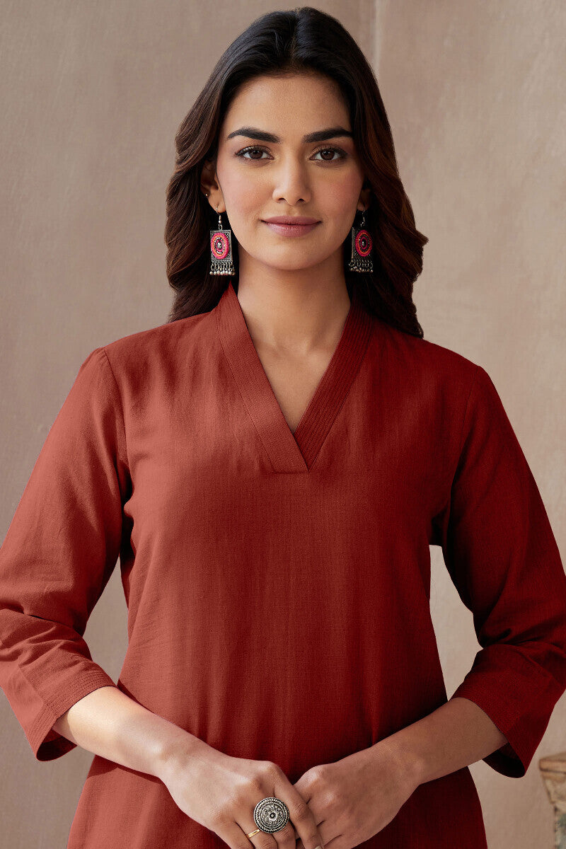Roza Brick Red Kurta