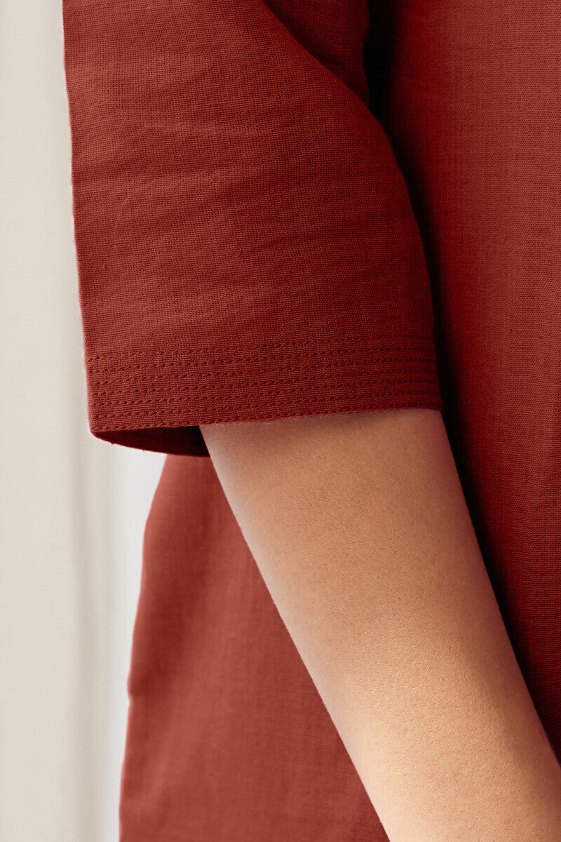 Roza Brick Red Kurta
