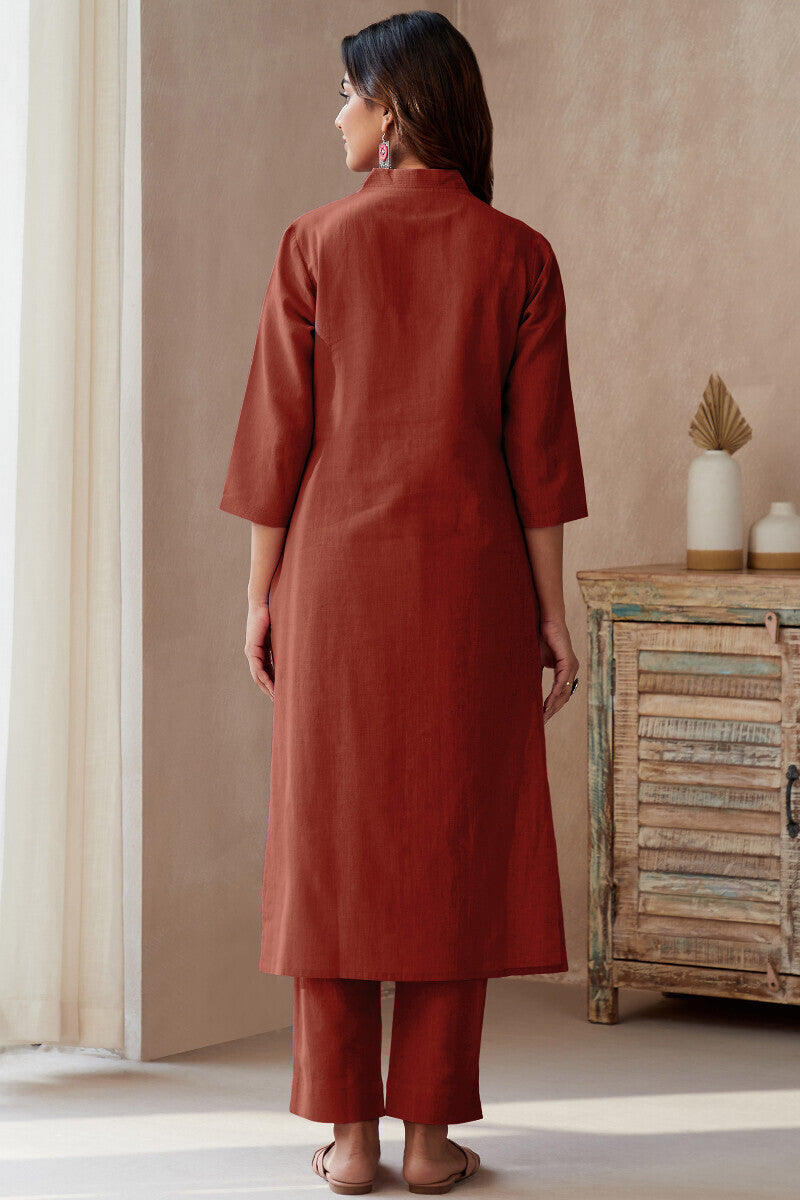 Roza Brick Red Kurta
