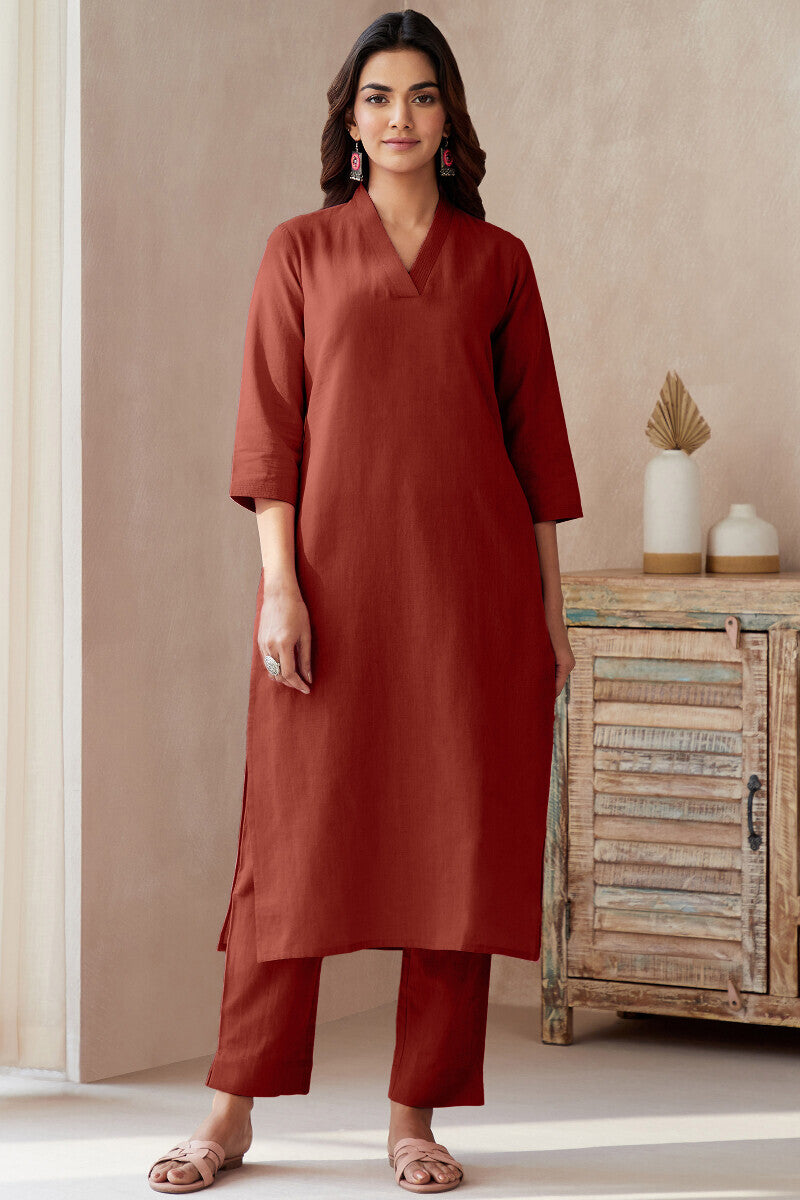 Roza Brick Red Kurta