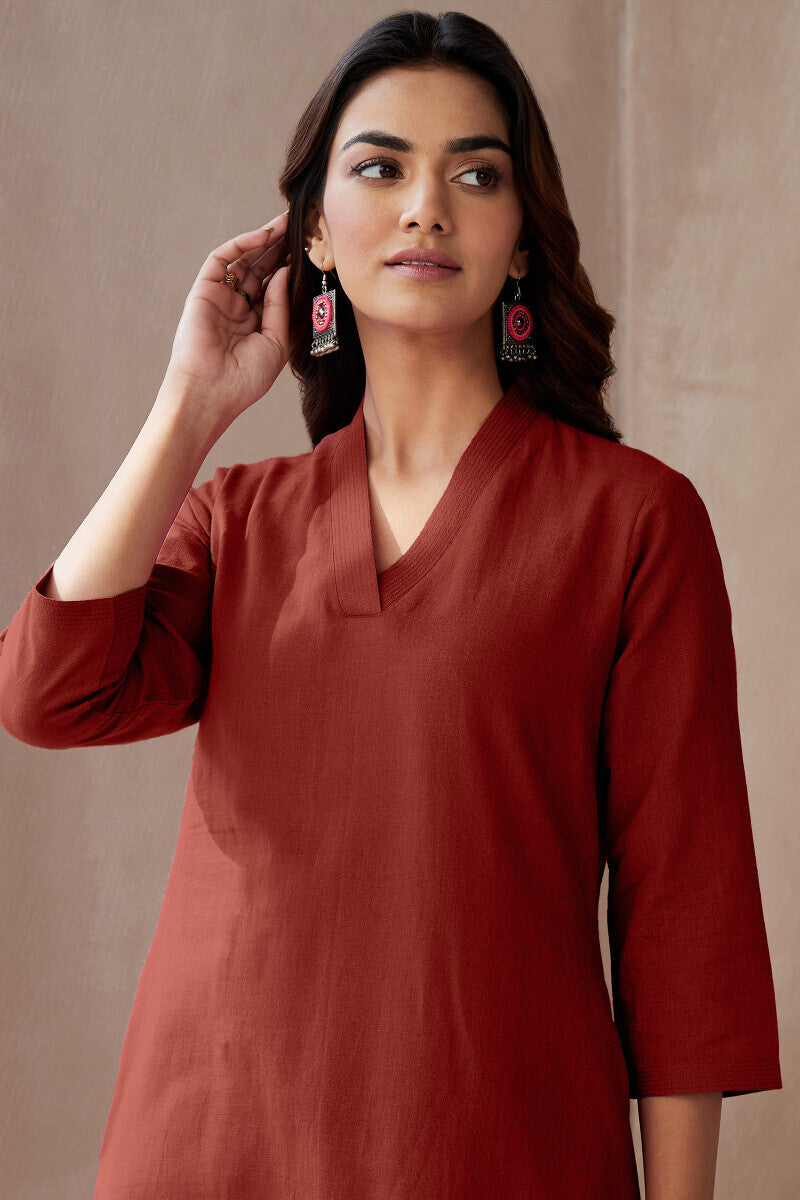 Roza Brick Red Kurta