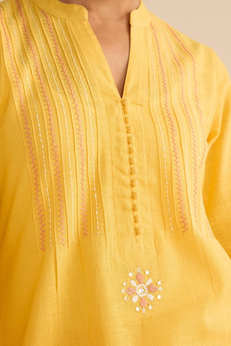 Kashida Kiara Yellow Kurta