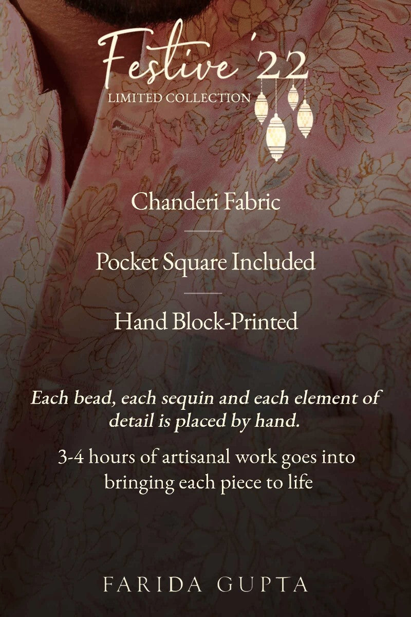 Shirin Sameer Sanganeri Chanderi Nehru Jacket