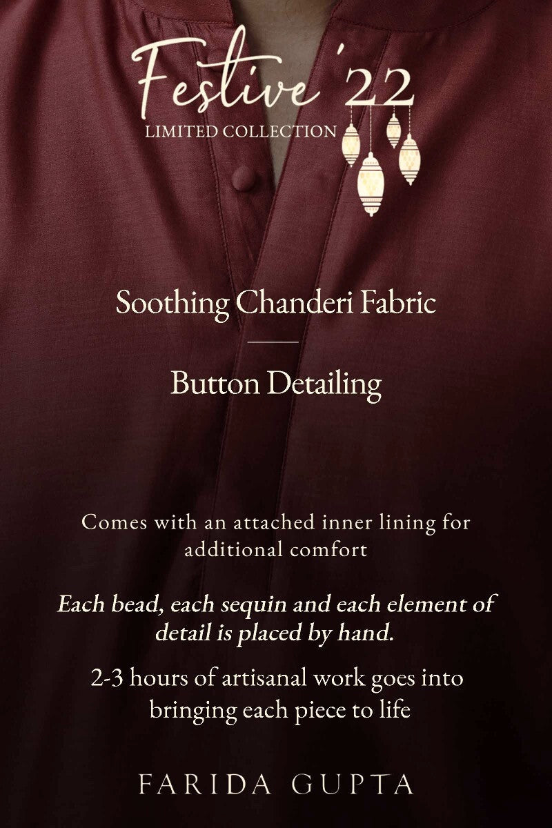 Shirin Arsh Maroon Chanderi Kurta