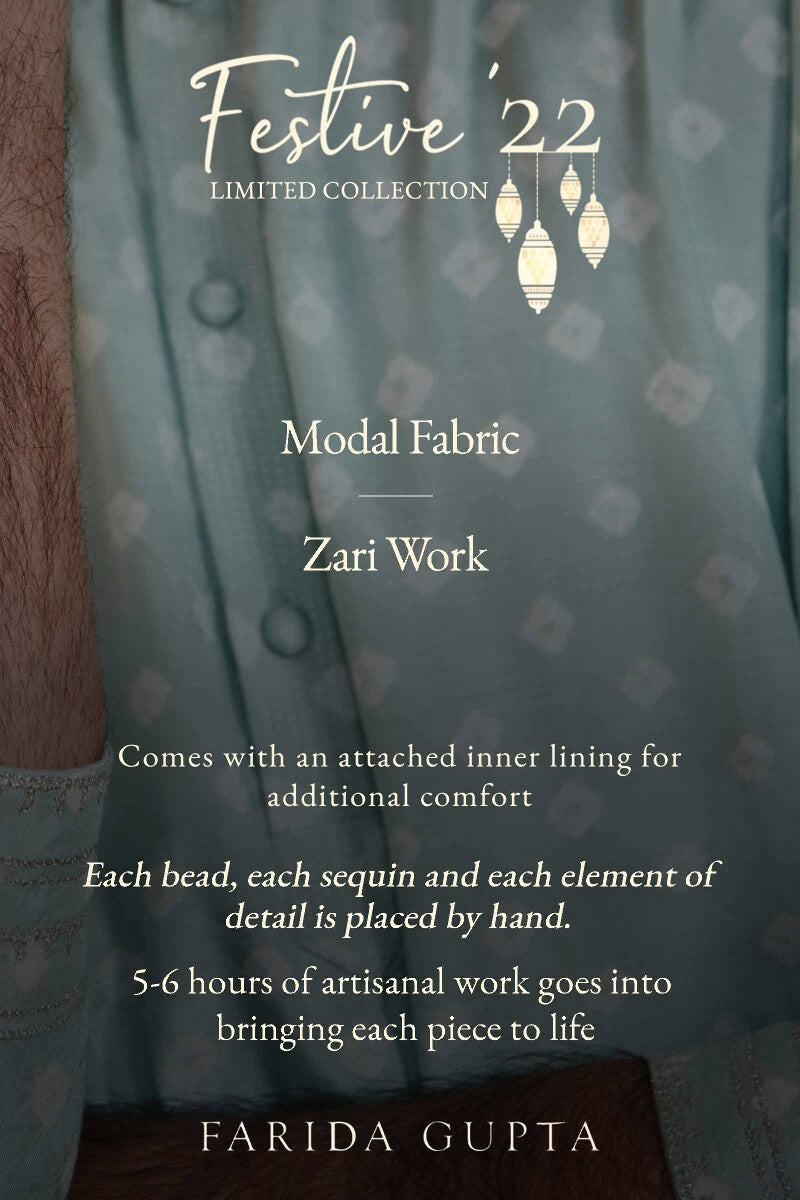 Shirin Zuhaid Sky Blue Bandhej Kurta