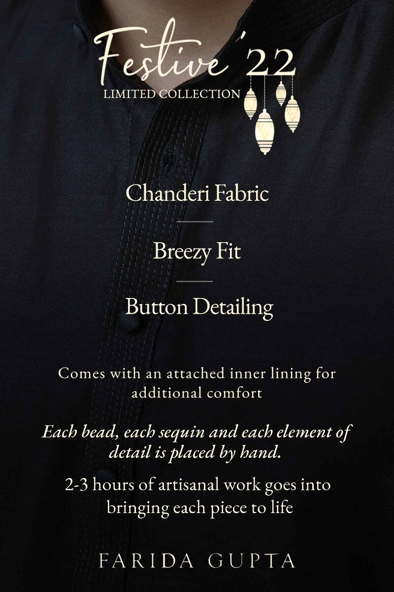 Shirin Arsh Black Chanderi Kurta