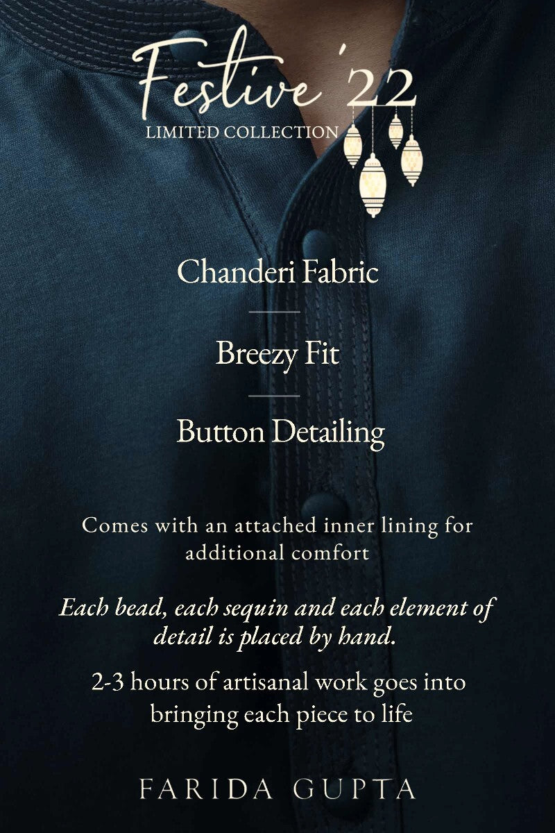 Shirin Arsh Royal Blue Chanderi Kurta