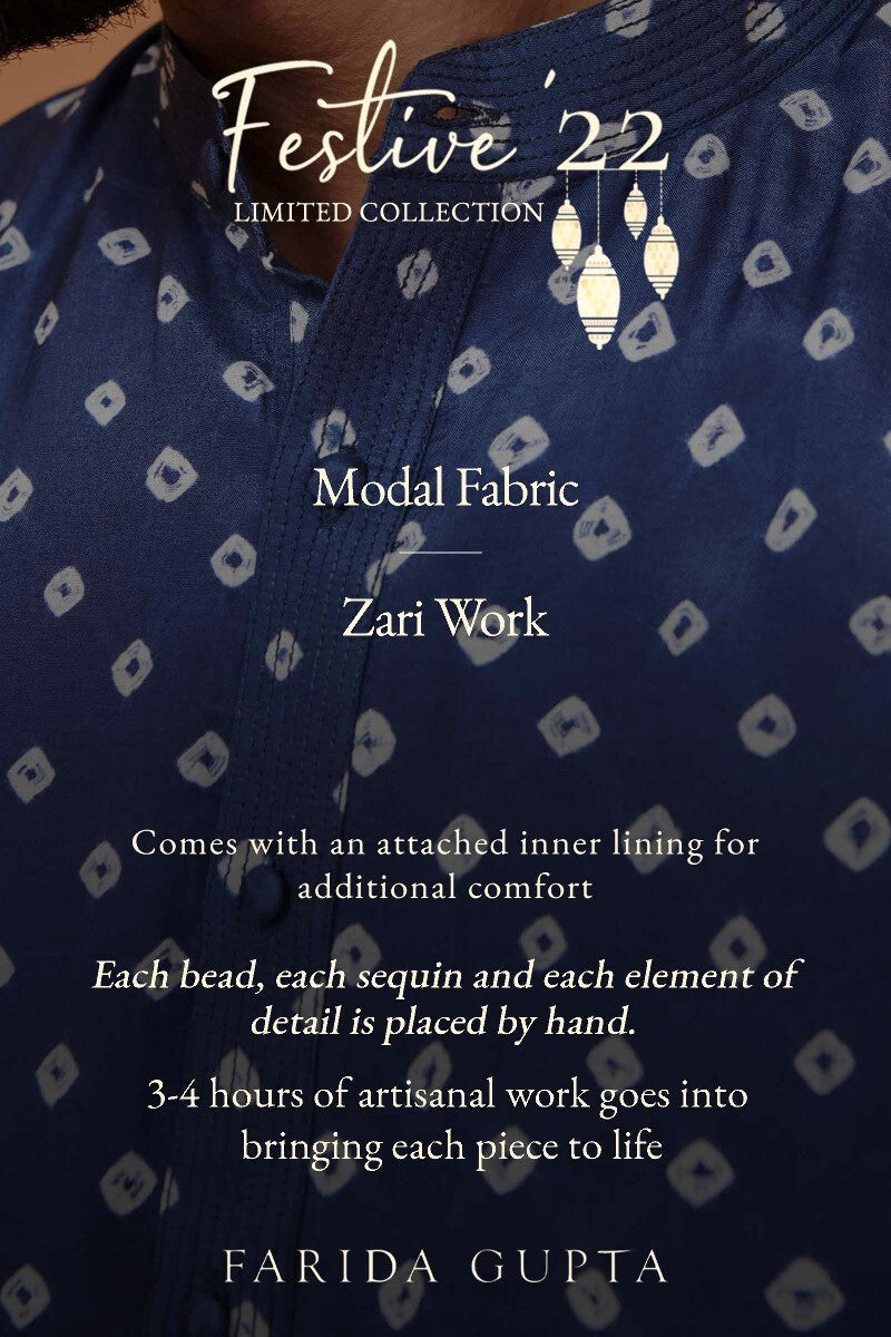 Shirin Zuhaid Blue Bandhej Kurta